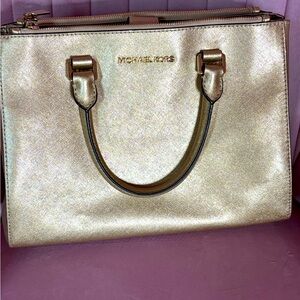 Michael Kors gold metallic tote